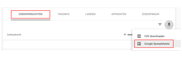 Exporteren prestaties search console Exporteren prestaties search console
